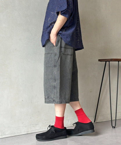 雙膝設計 denim Quarter 褲