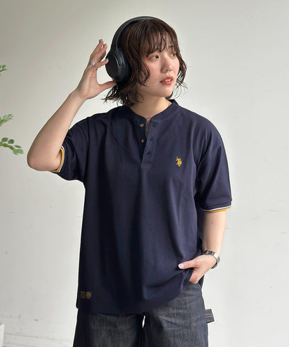 U.S. POLO ASSN. 配色羅紋珠地亨利領上衣