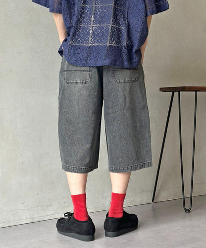雙膝設計 denim Quarter 褲