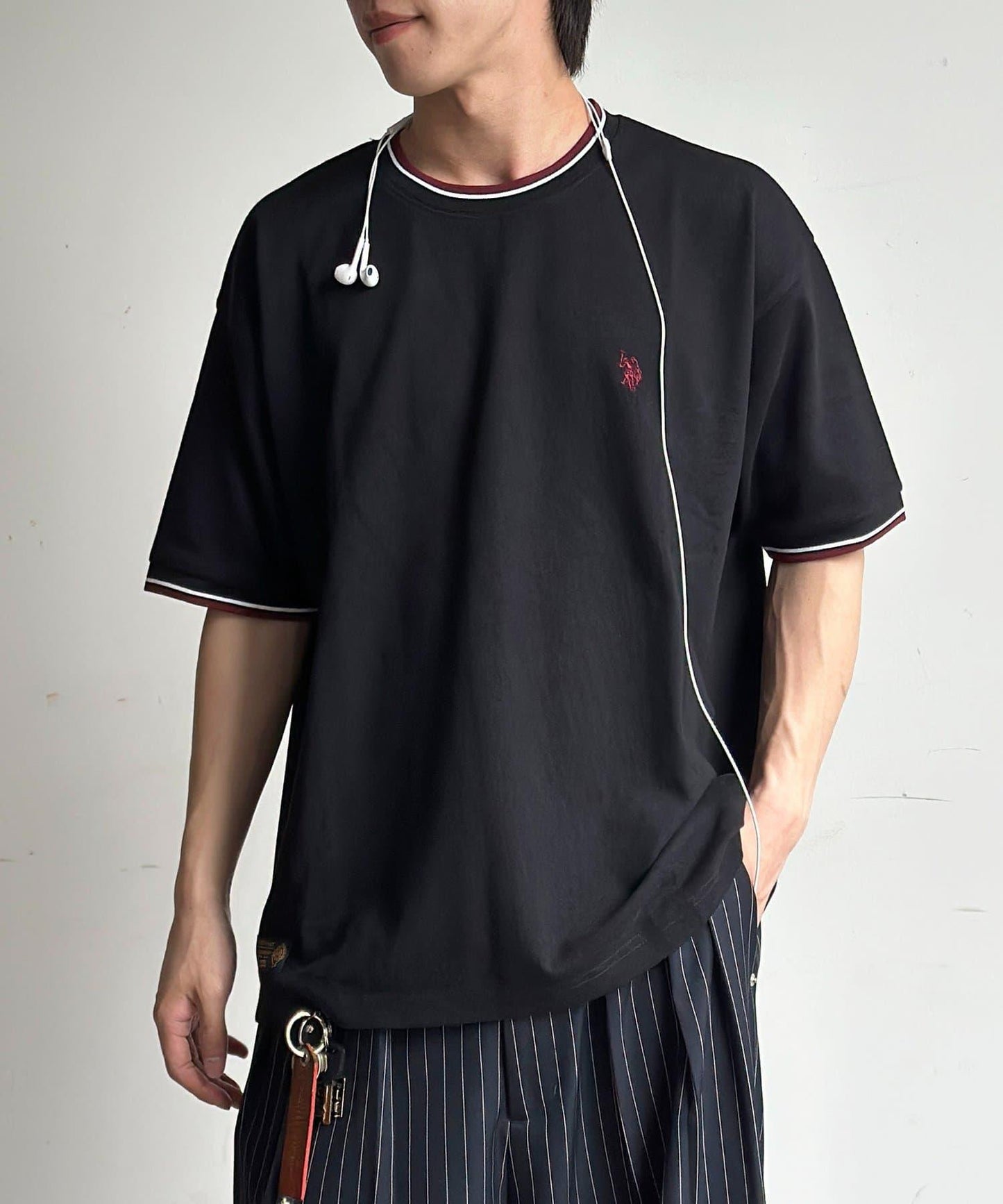 U.S. POLO ASSN. 撞色羅紋珠地T恤