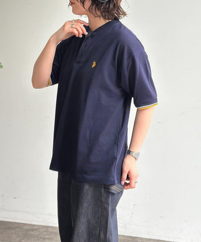U.S. POLO ASSN. 配色羅紋珠地亨利領上衣