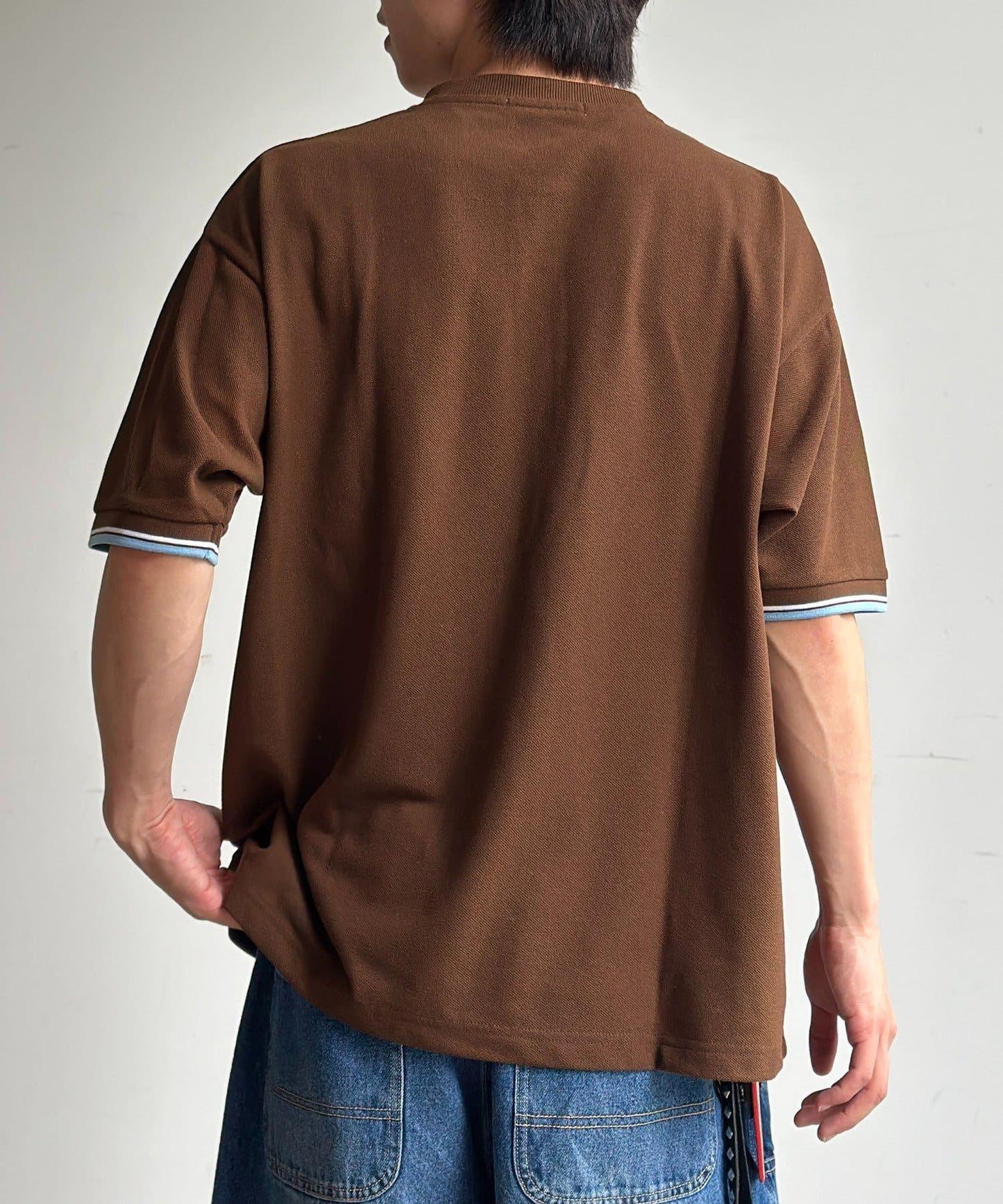 U.S. POLO ASSN. 配色羅紋珠地亨利領上衣