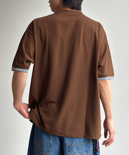 U.S. POLO ASSN. 配色羅紋珠地亨利領上衣