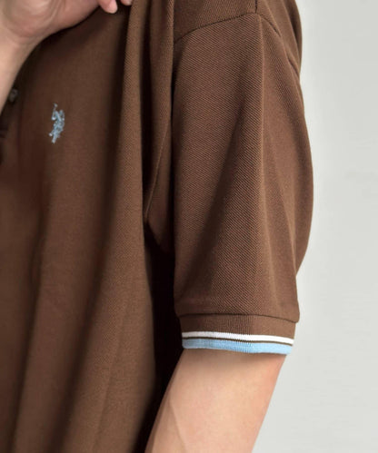 U.S. POLO ASSN. 配色羅紋珠地亨利領上衣
