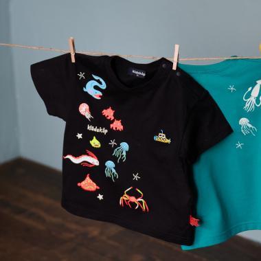 蓄光深海魚刺繡短袖T恤