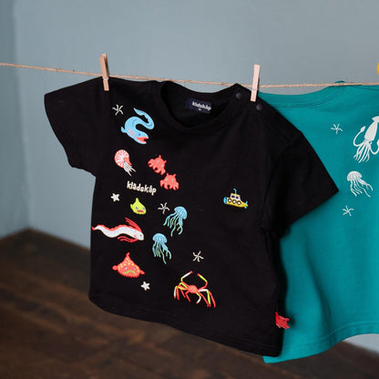 蓄光深海魚刺繡短袖T恤