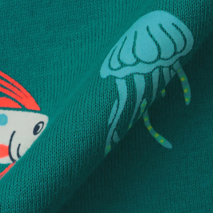 蓄光深海魚刺繡短袖T恤