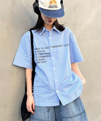 UNISEX 拼色圖案印花襯衫