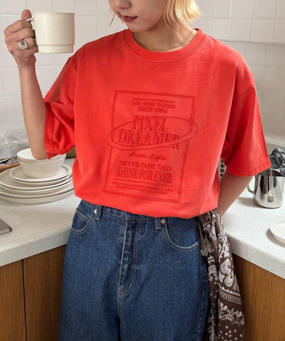 UNISEX 大碼可選 全刺繡方形Logo T恤