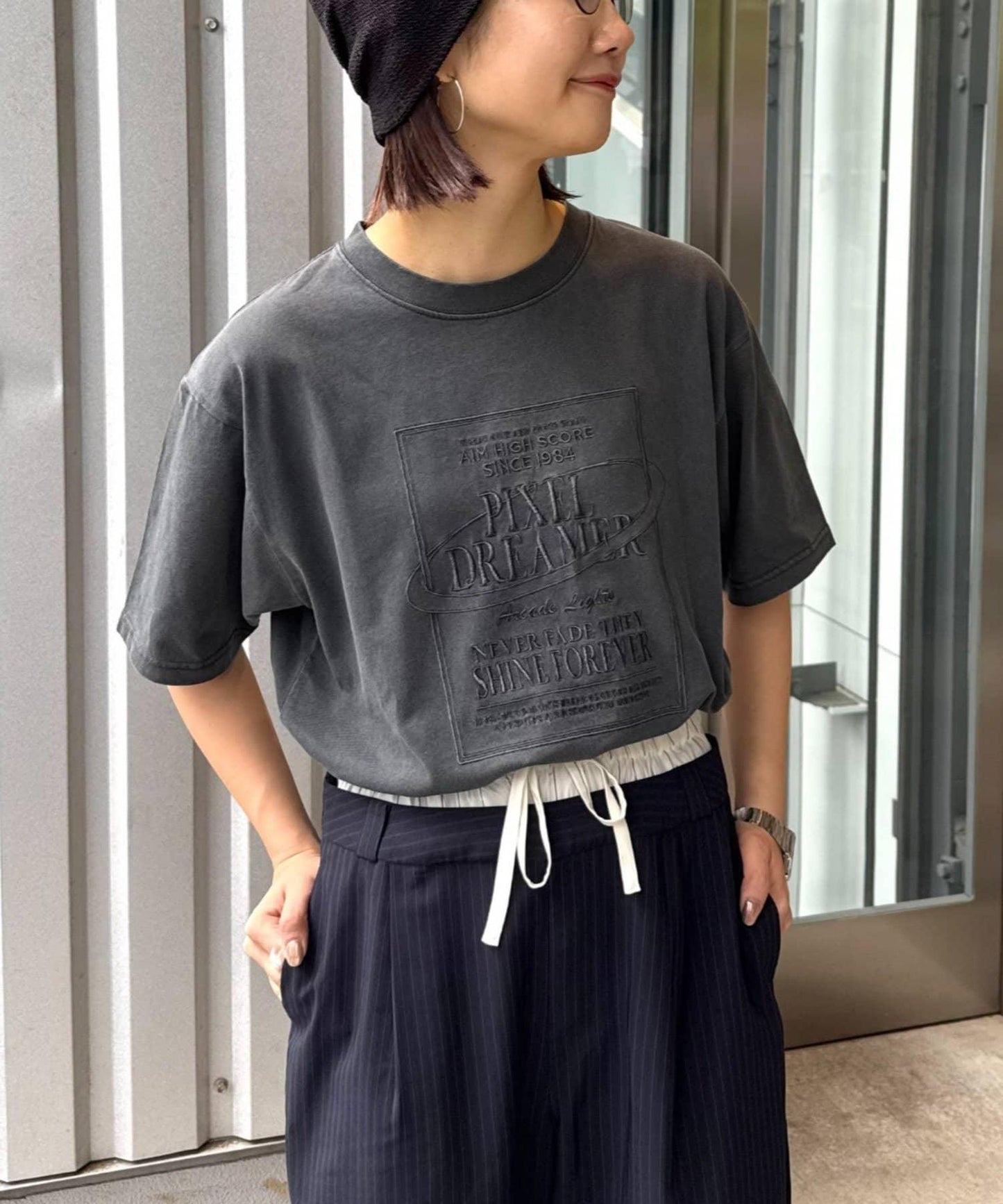 UNISEX 大碼可選 全刺繡方形Logo T恤