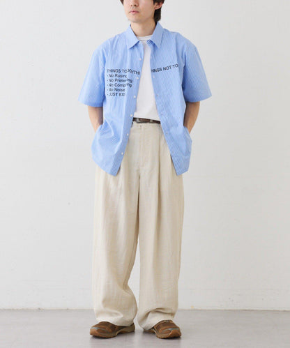 UNISEX 拼色圖案印花襯衫
