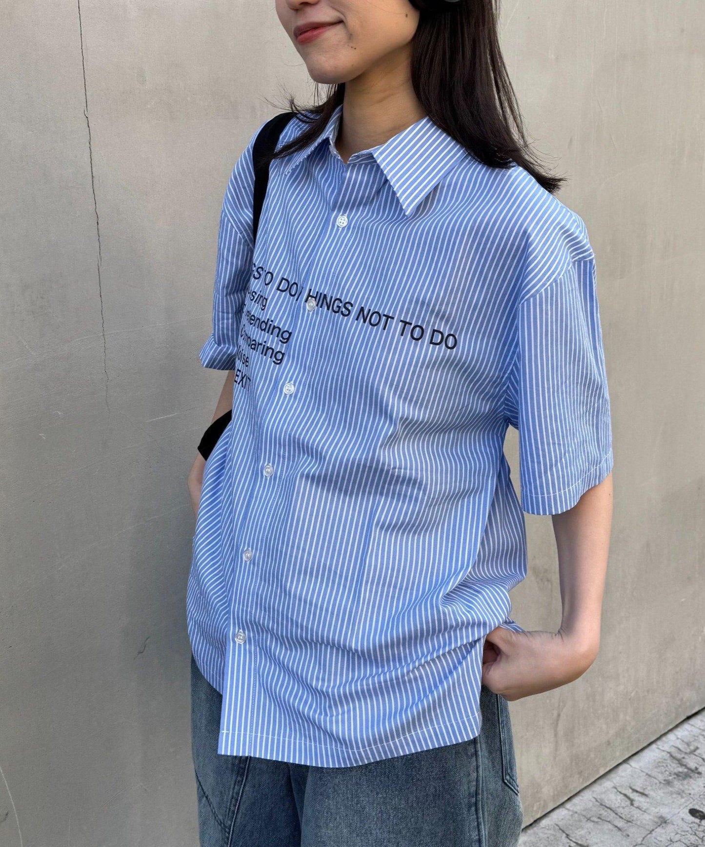 UNISEX 拼色圖案印花襯衫