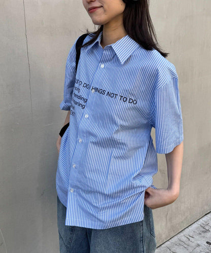 UNISEX 拼色圖案印花襯衫
