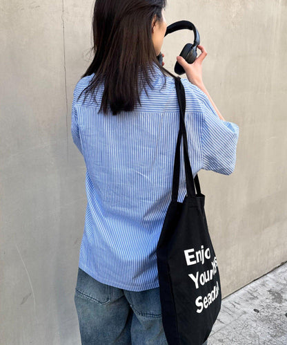 UNISEX 拼色圖案印花襯衫