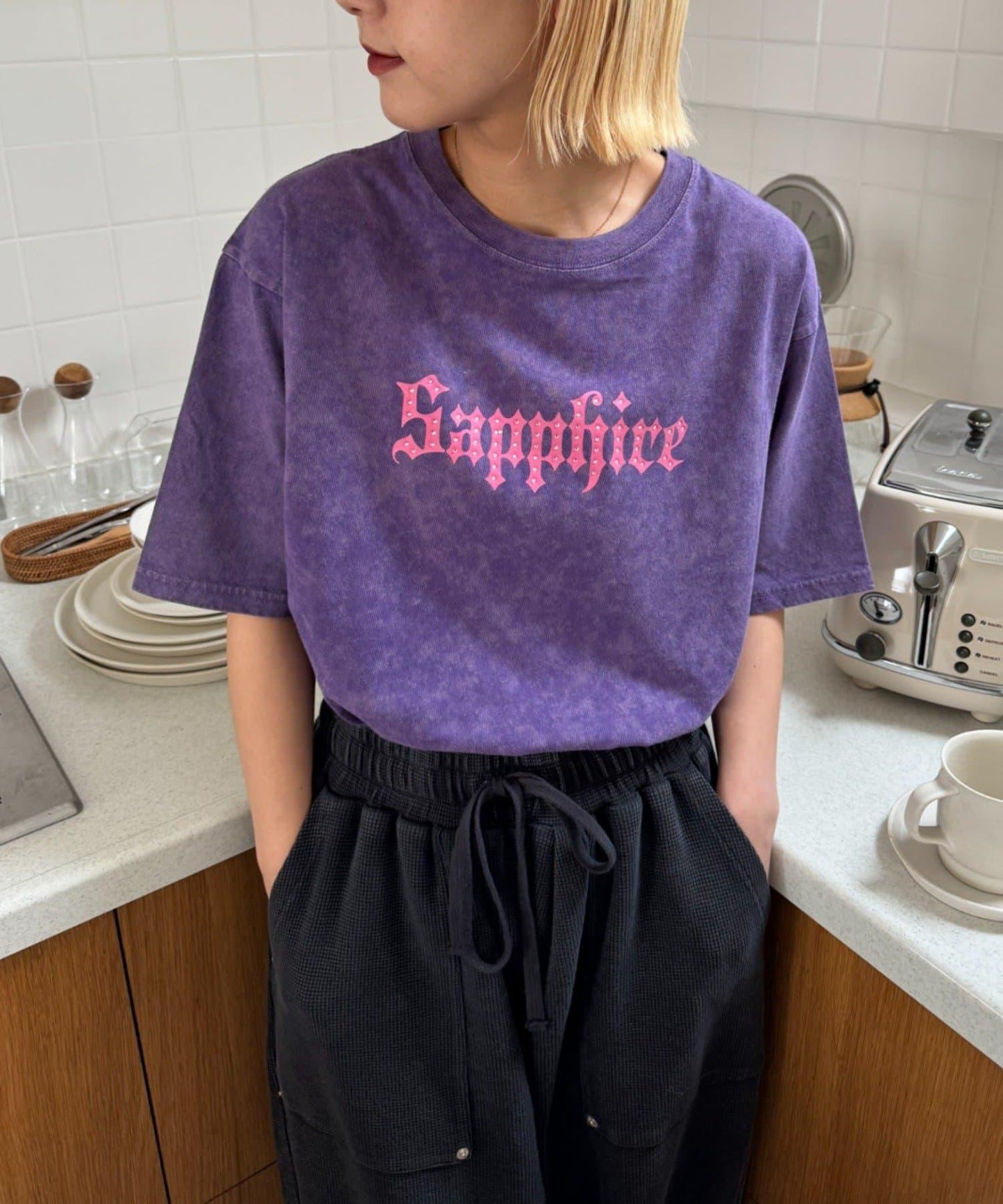 UNISEX SAPPFIRE 閃亮水鑽 T恤（線上限定）