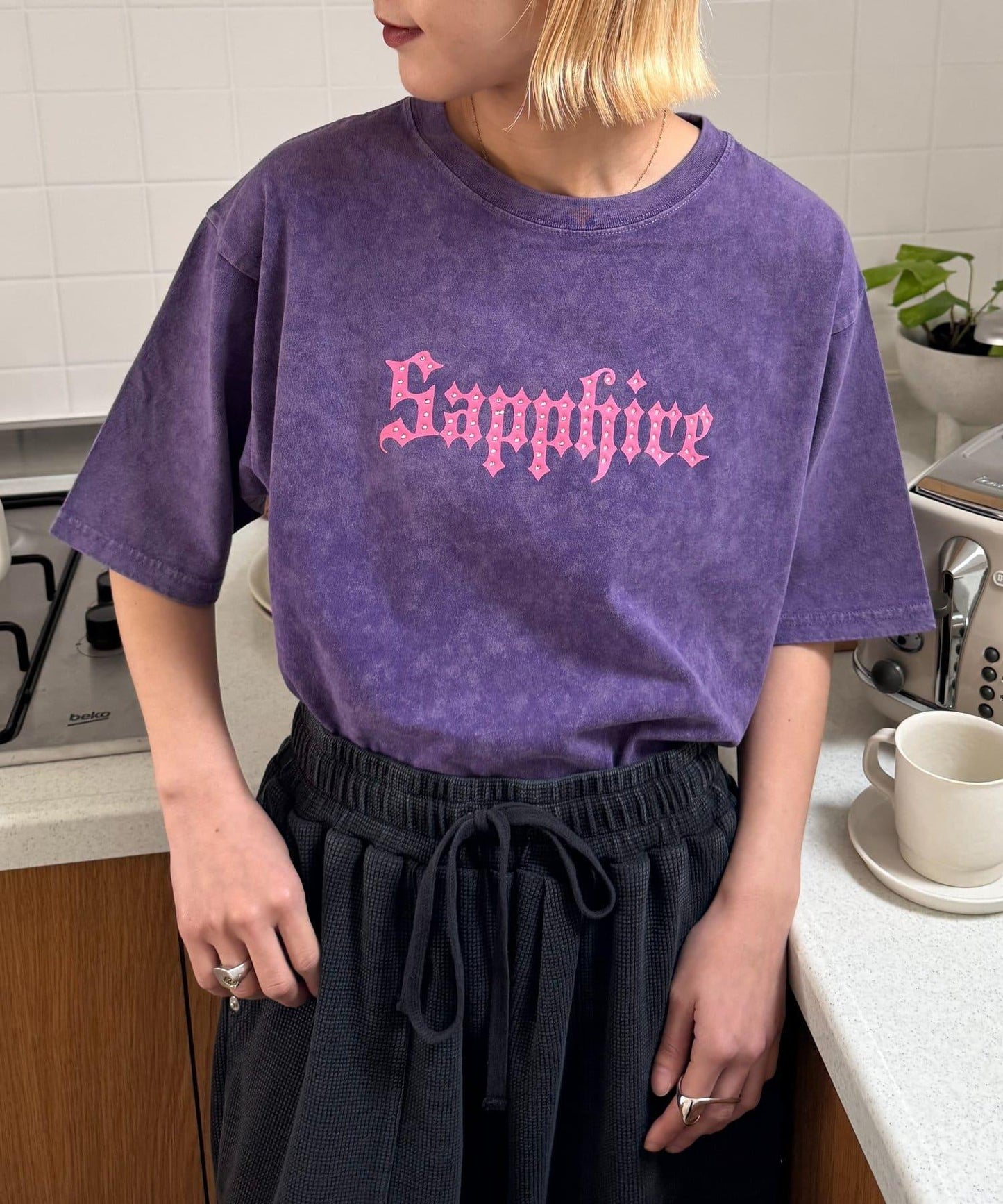 UNISEX SAPPFIRE 閃亮水鑽 T恤（線上限定）