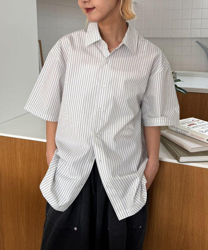 UNISEX 拼色圖案印花襯衫
