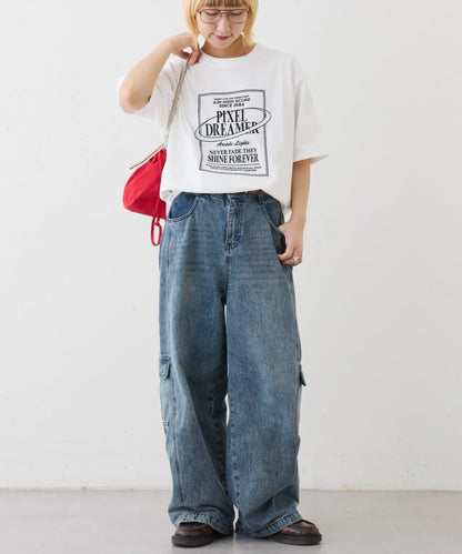 UNISEX 大碼可選 全刺繡方形Logo T恤