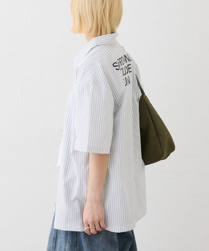 UNISEX 拼色圖案印花襯衫