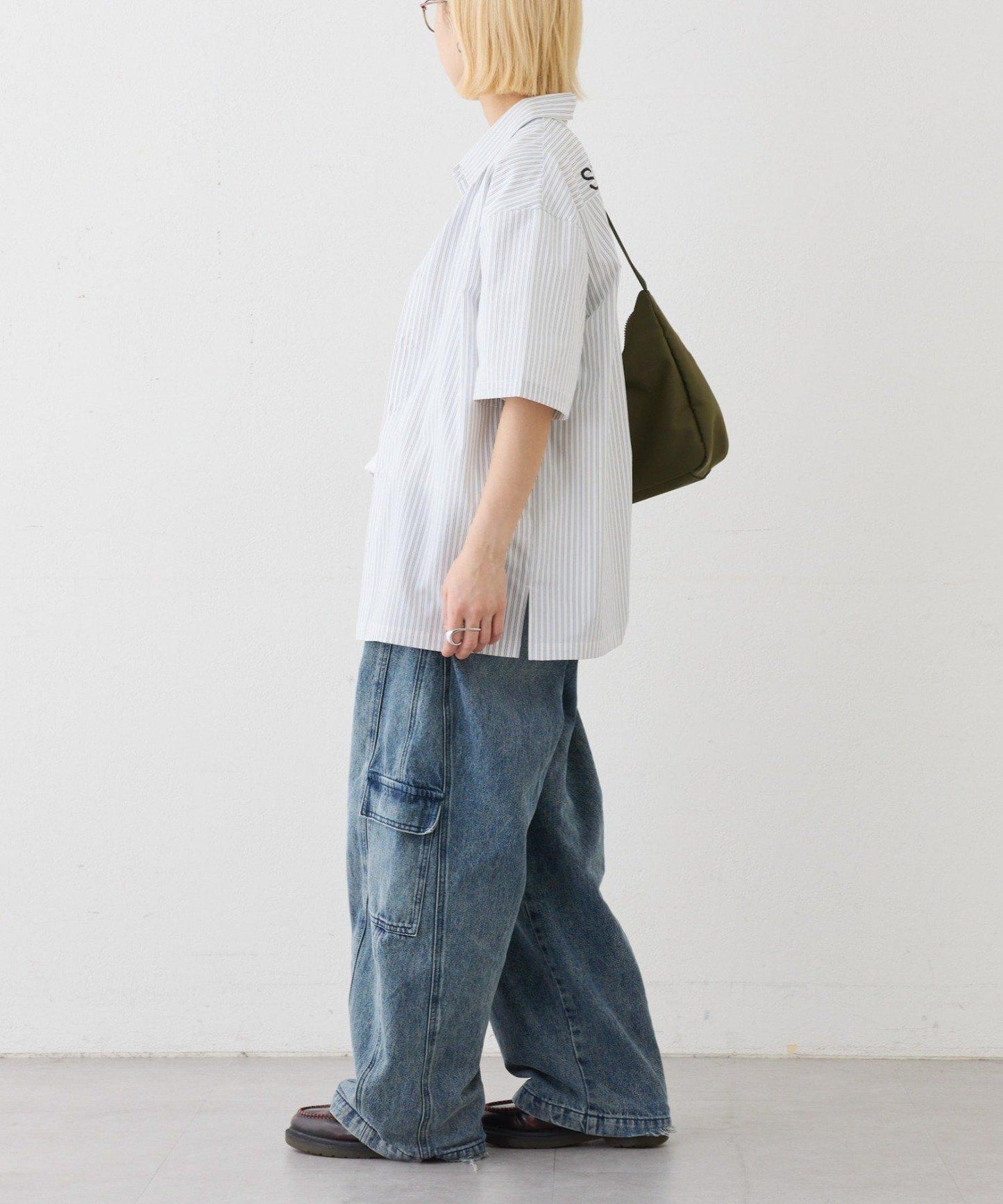 UNISEX 拼色圖案印花襯衫
