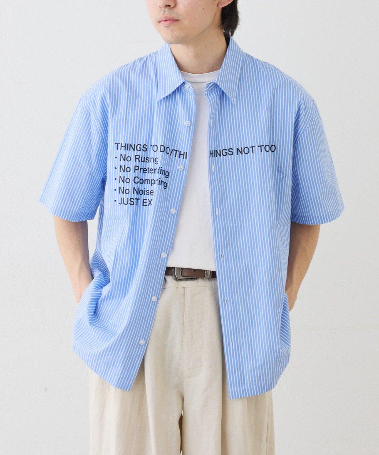 UNISEX 拼色圖案印花襯衫