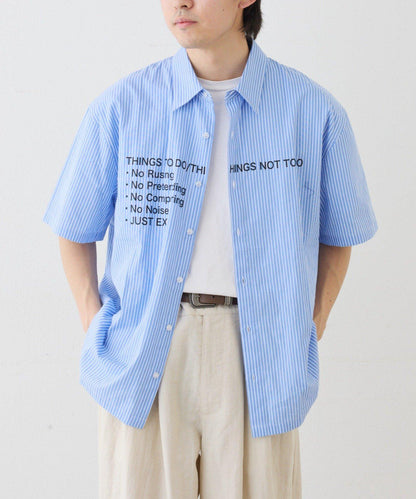 UNISEX 拼色圖案印花襯衫
