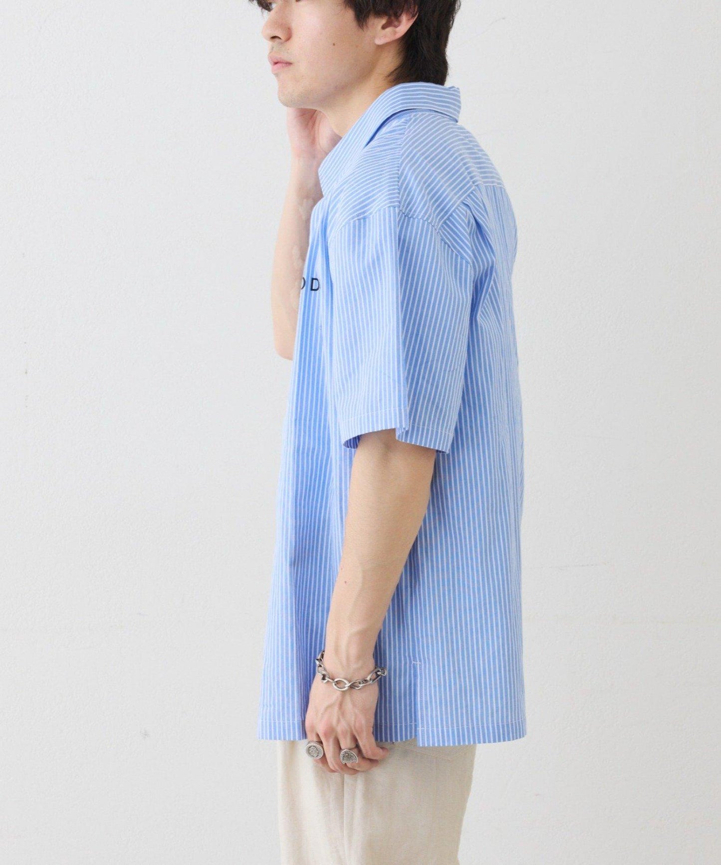 UNISEX 拼色圖案印花襯衫