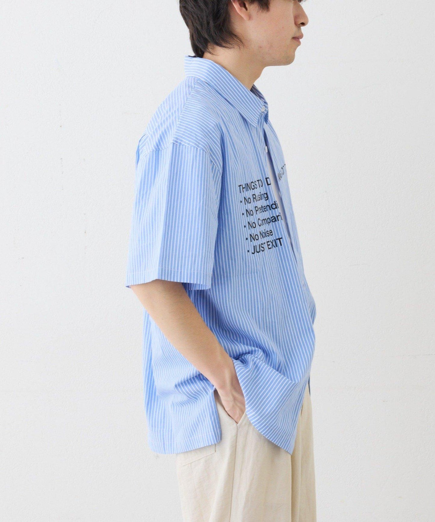 UNISEX 拼色圖案印花襯衫