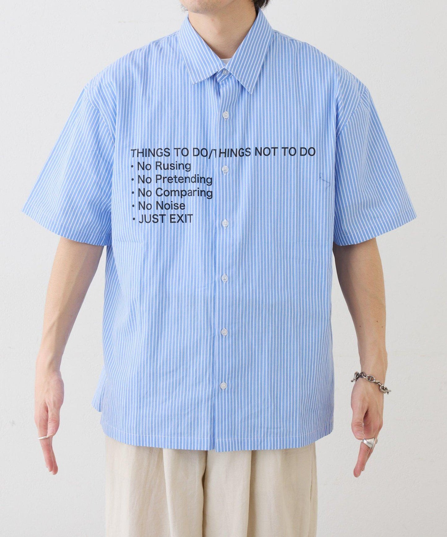 UNISEX 拼色圖案印花襯衫