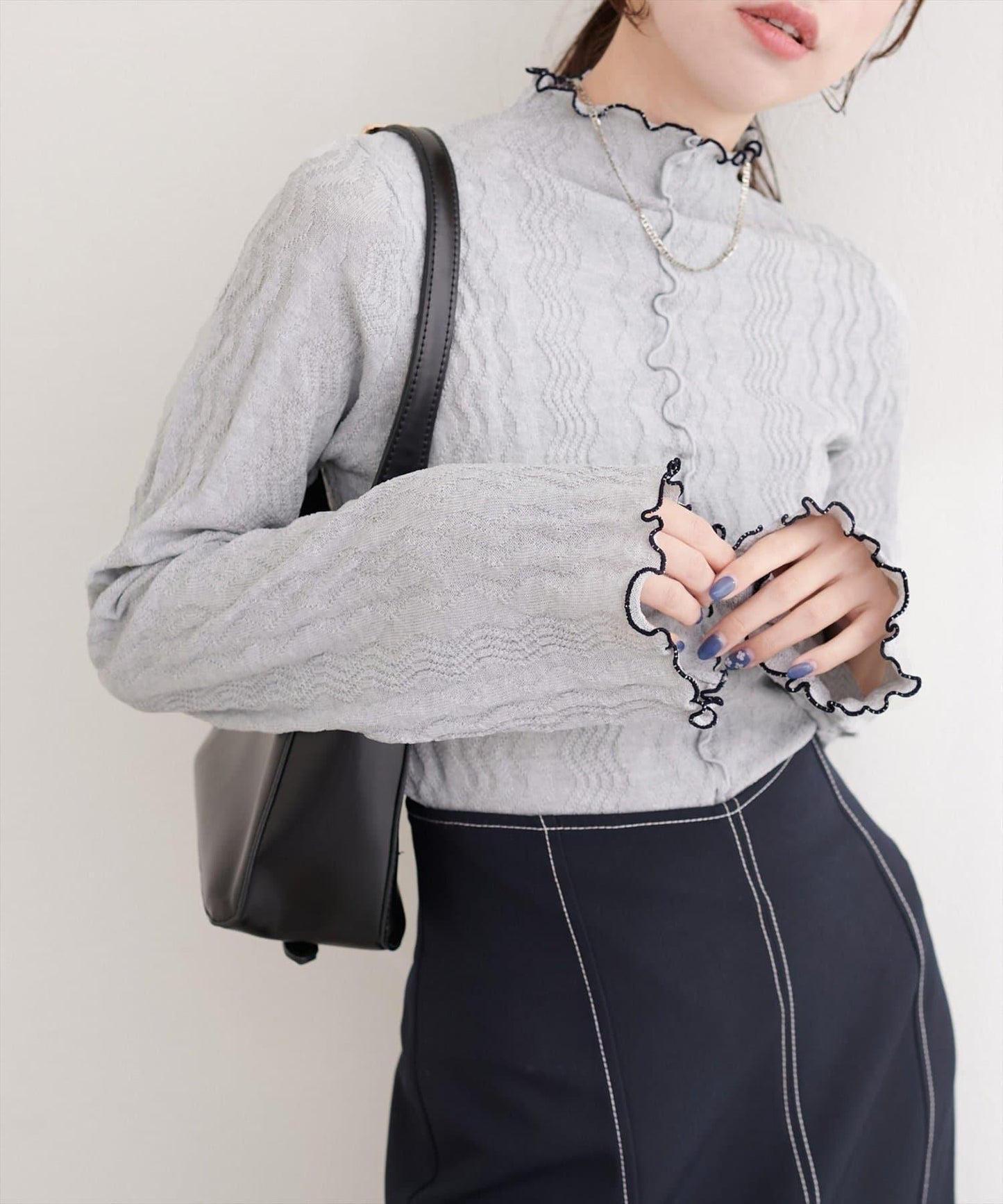 natural couture 小高領荷葉邊針織上衣