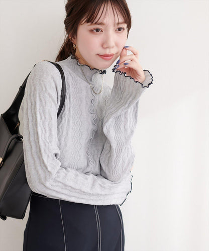 natural couture 小高領荷葉邊針織上衣