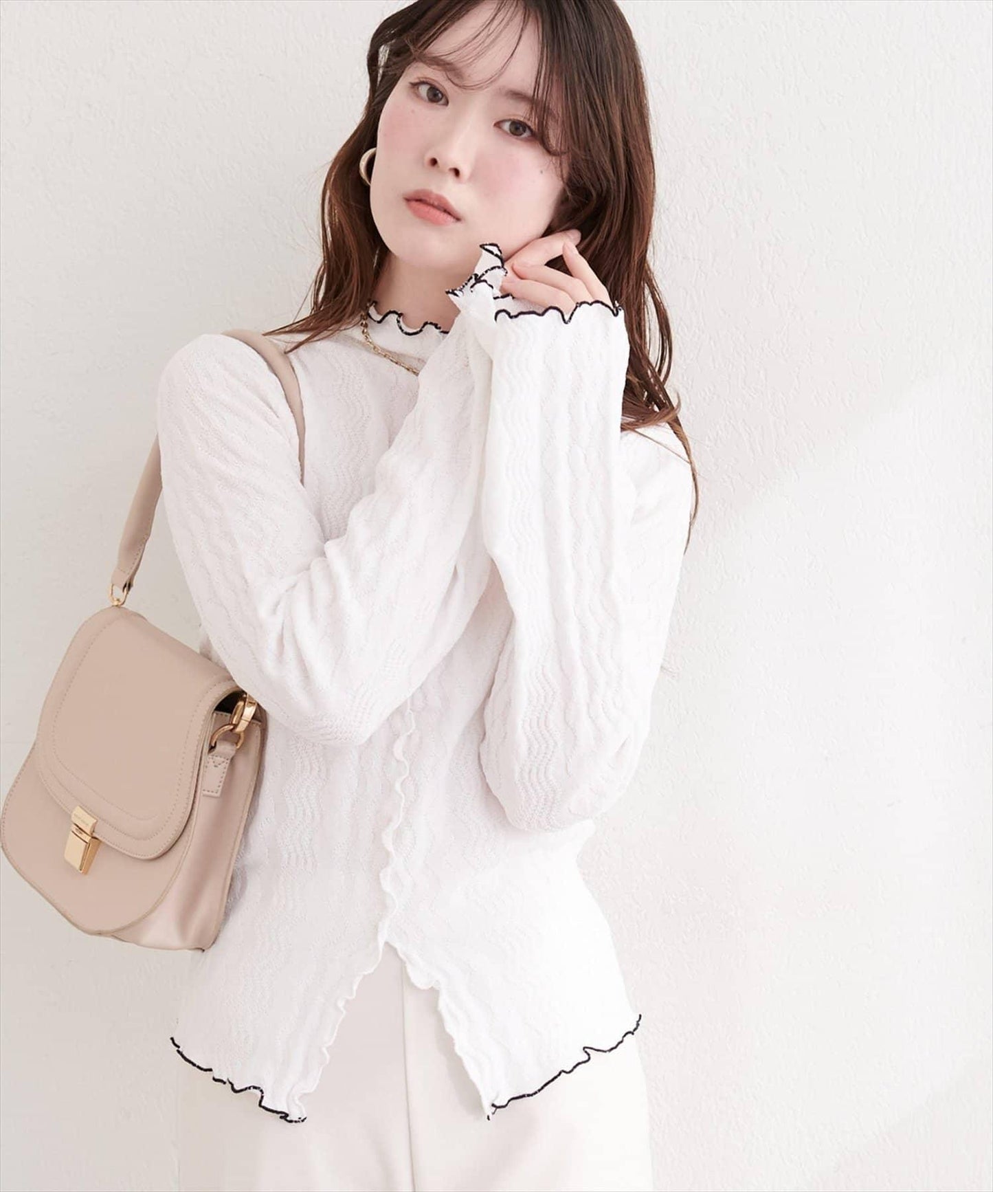 natural couture 小高領荷葉邊針織上衣