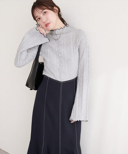 natural couture 小高領荷葉邊針織上衣