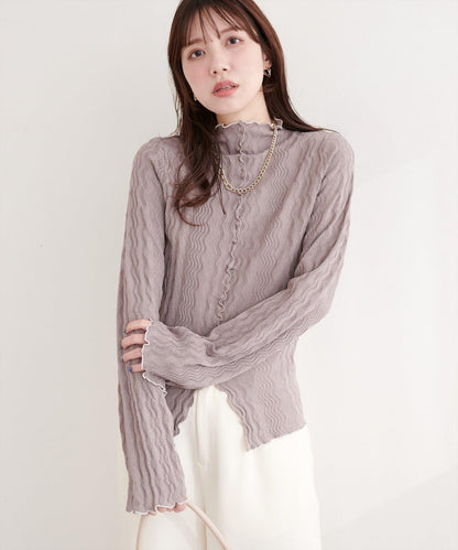 natural couture 小高領荷葉邊針織上衣