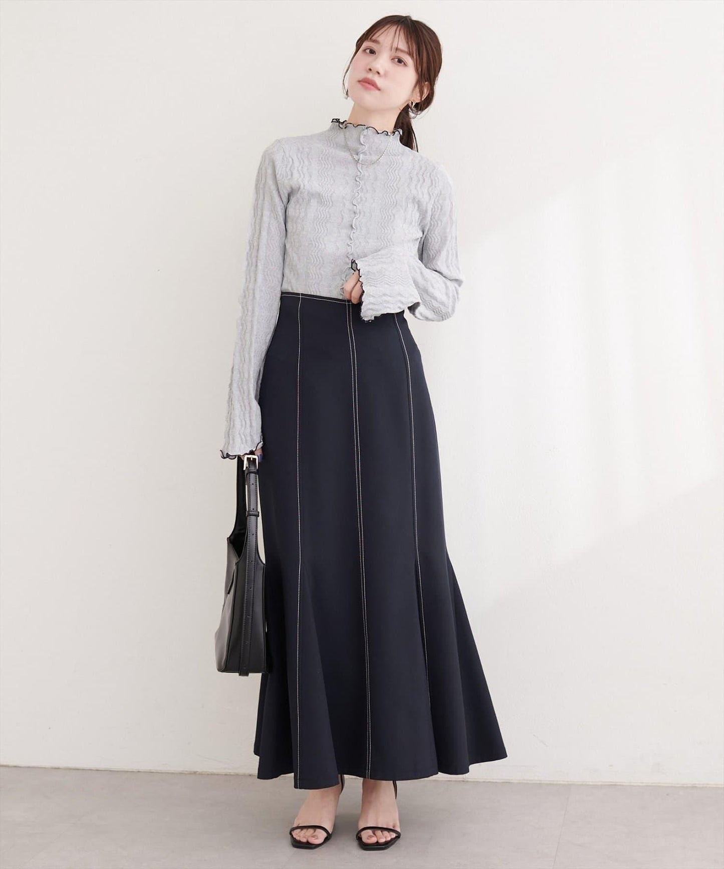natural couture 小高領荷葉邊針織上衣