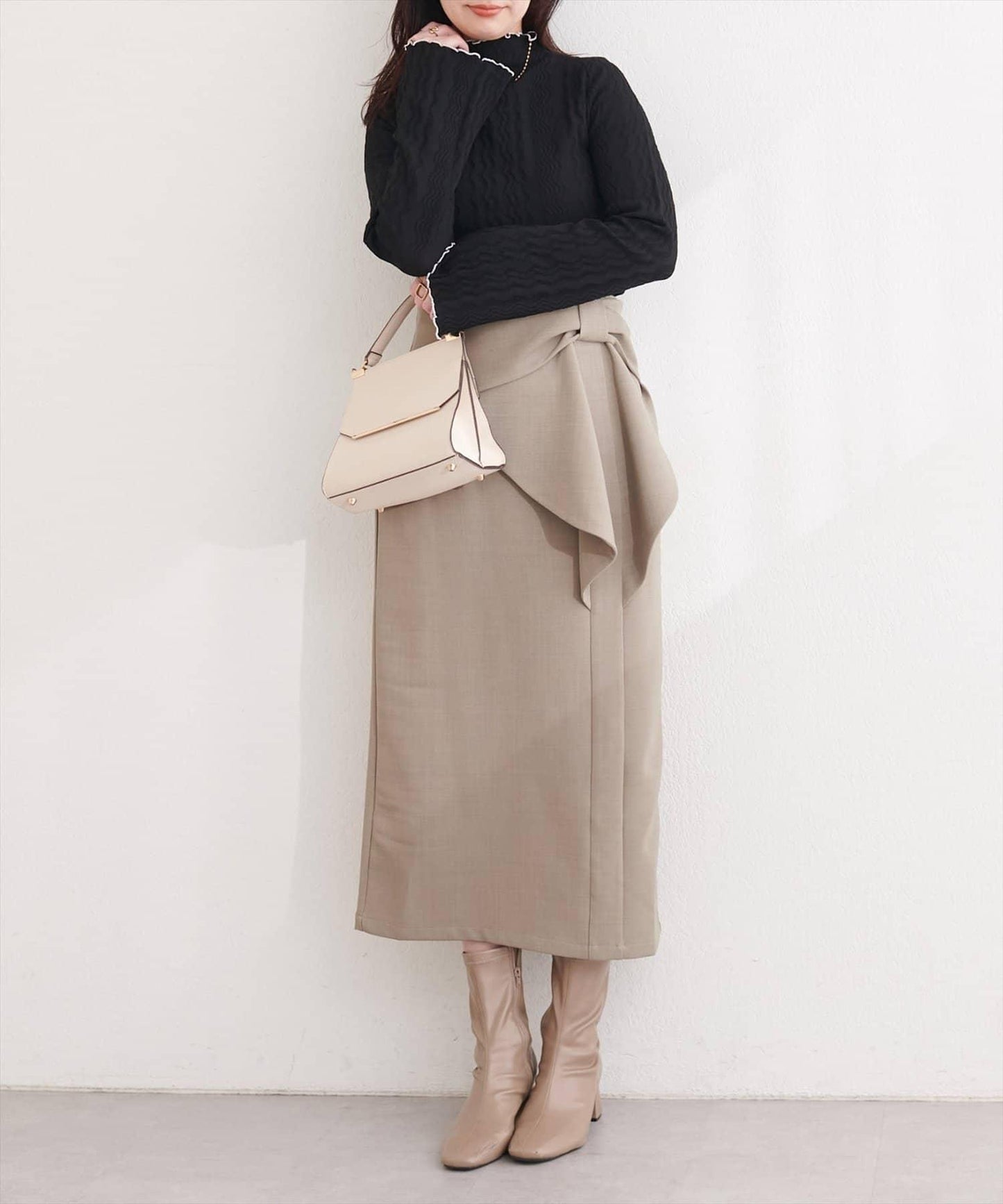 natural couture 小高領荷葉邊針織上衣