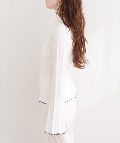 natural couture 小高領荷葉邊針織上衣