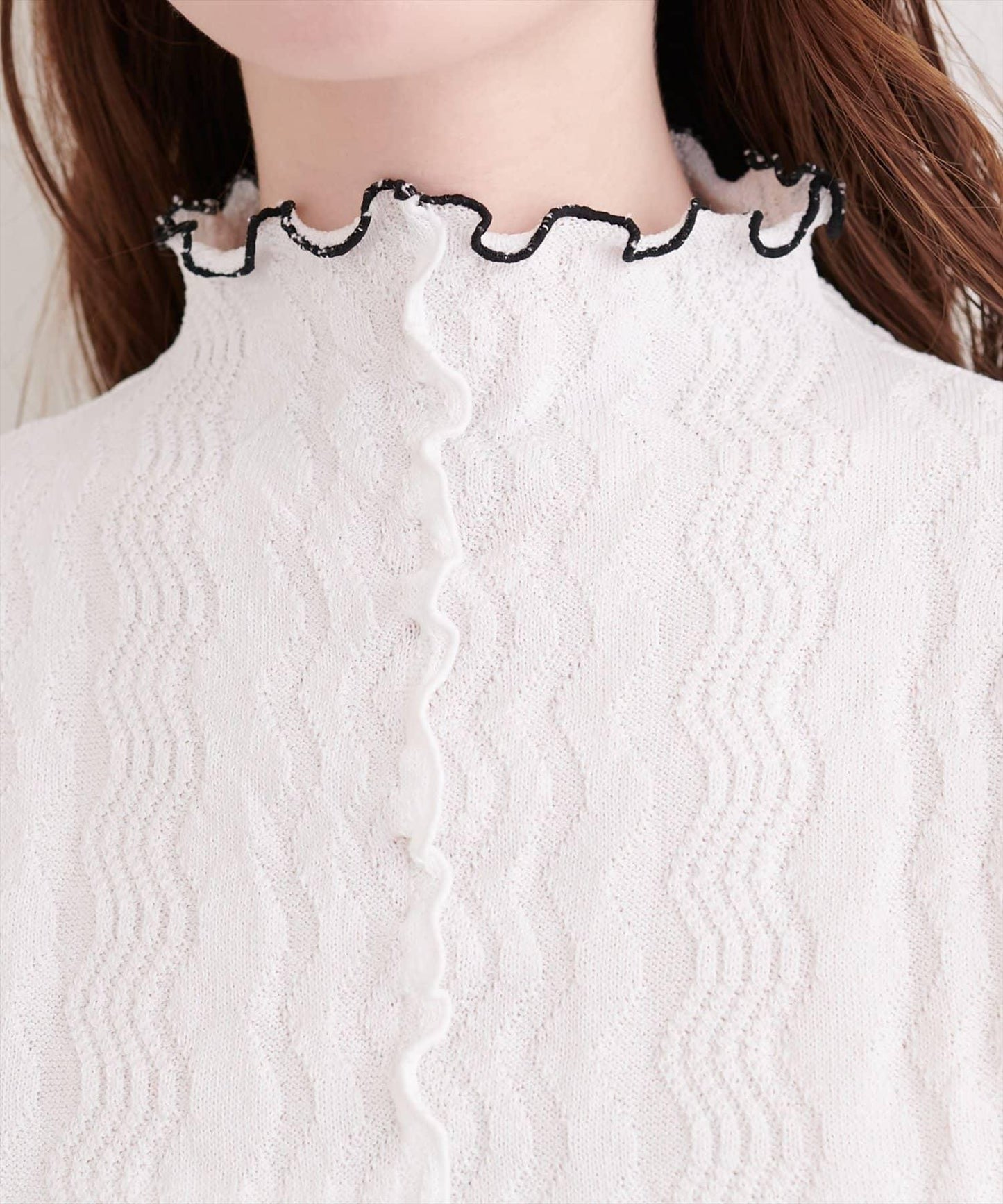 natural couture 小高領荷葉邊針織上衣
