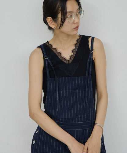 V字蕾絲羅紋背心