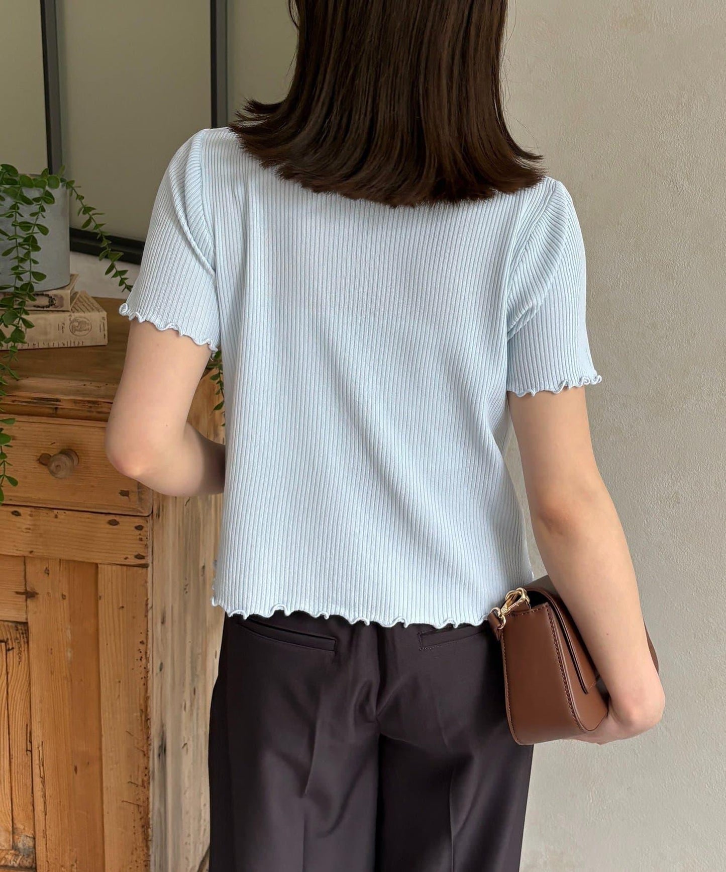 蕾絲領拼接 半袖針織開衫