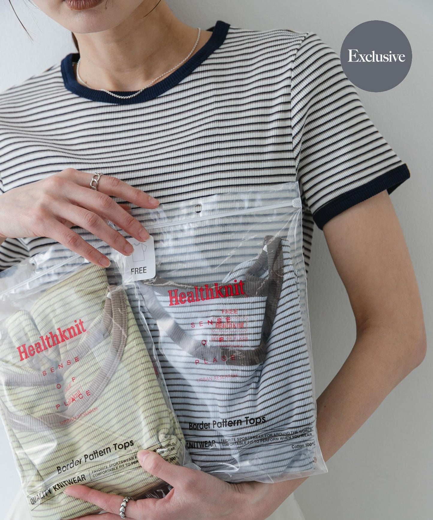條紋 Healthknit×SENSE OF PLACE T恤