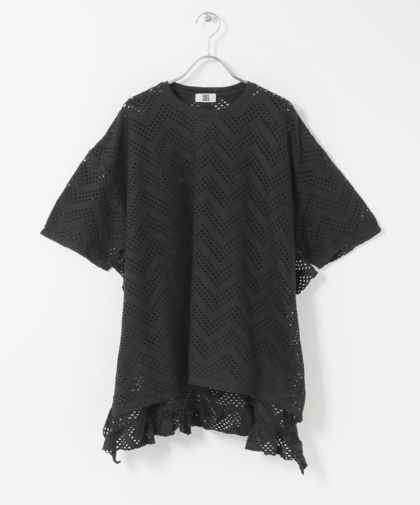 unfil PATTERN MESH RUFFLED 圖案網紗荷葉邊 T恤