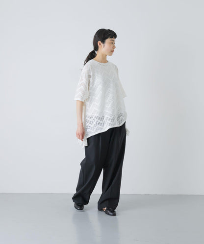 unfil PATTERN MESH RUFFLED 圖案網紗荷葉邊 T恤