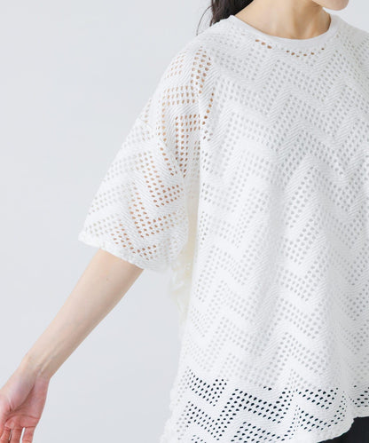 unfil PATTERN MESH RUFFLED 圖案網紗荷葉邊 T恤