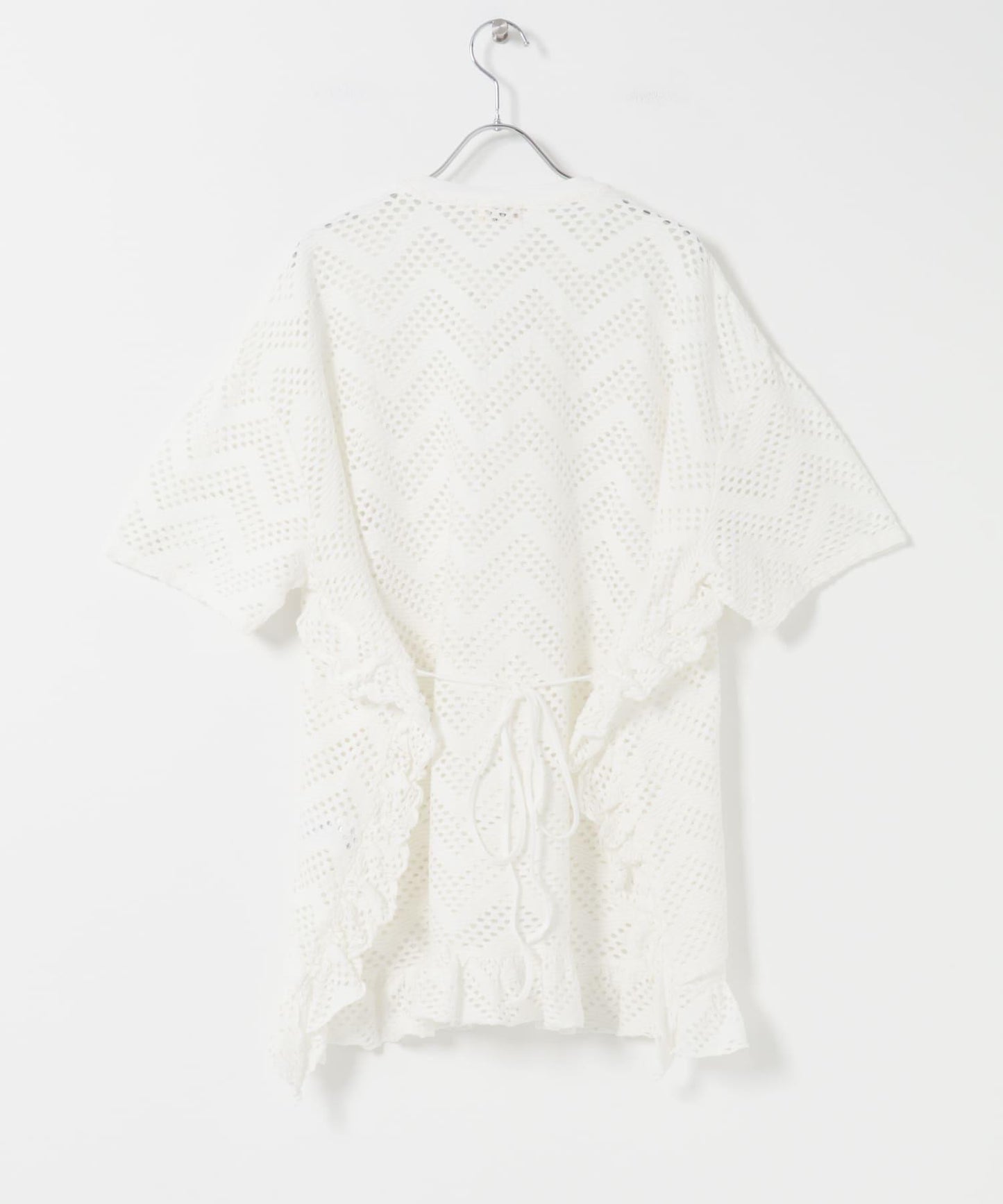 unfil PATTERN MESH RUFFLED 圖案網紗荷葉邊 T恤