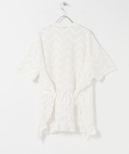 unfil PATTERN MESH RUFFLED 圖案網紗荷葉邊 T恤