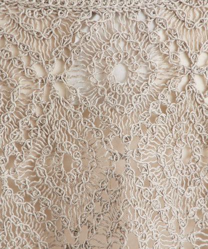亞麻刺繡蕾絲針織上衣