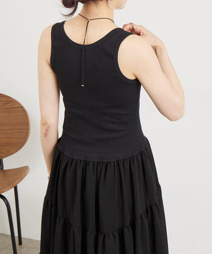 拼接背心連衣裙
