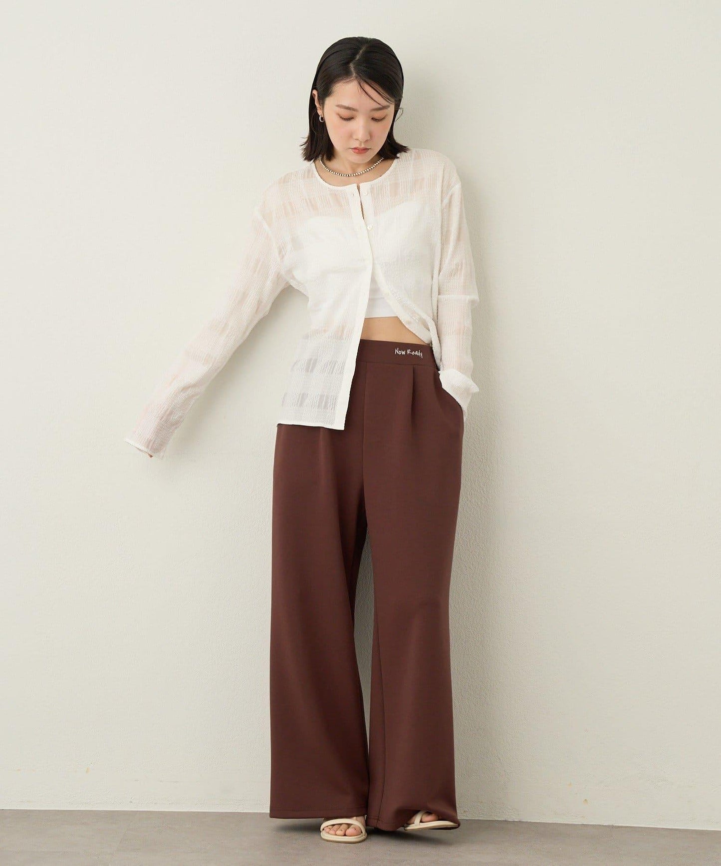 透紗格紋 2way設計 針織開衫