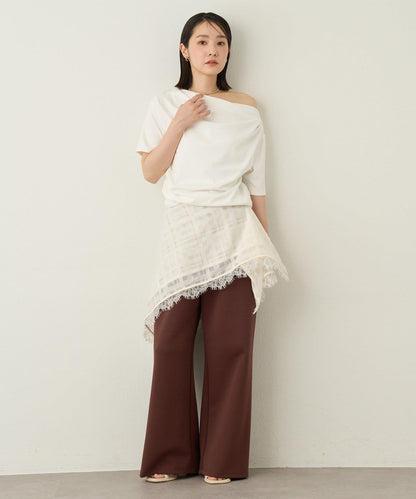 刺繡 彈力針織 休閒褲